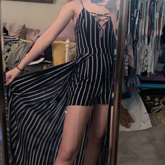gorgeous blue with white stripes romper/dress - Picture 2 of 5